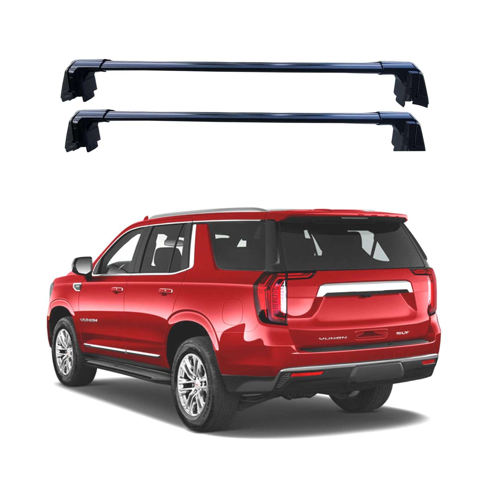 1 ROKIOTOEX Coyote Crossbars for 2021-2027 GMC Yukon Flush Rails -Black Aluminum Bars