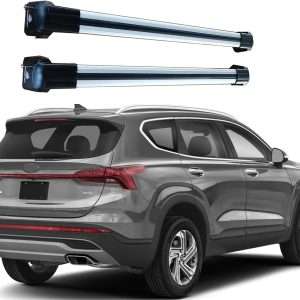 ROKIOTOEX Coyote Crossbars for 2019-2023 Hyundai Santa Fe Flush Rails -Silver Aluminum Bars