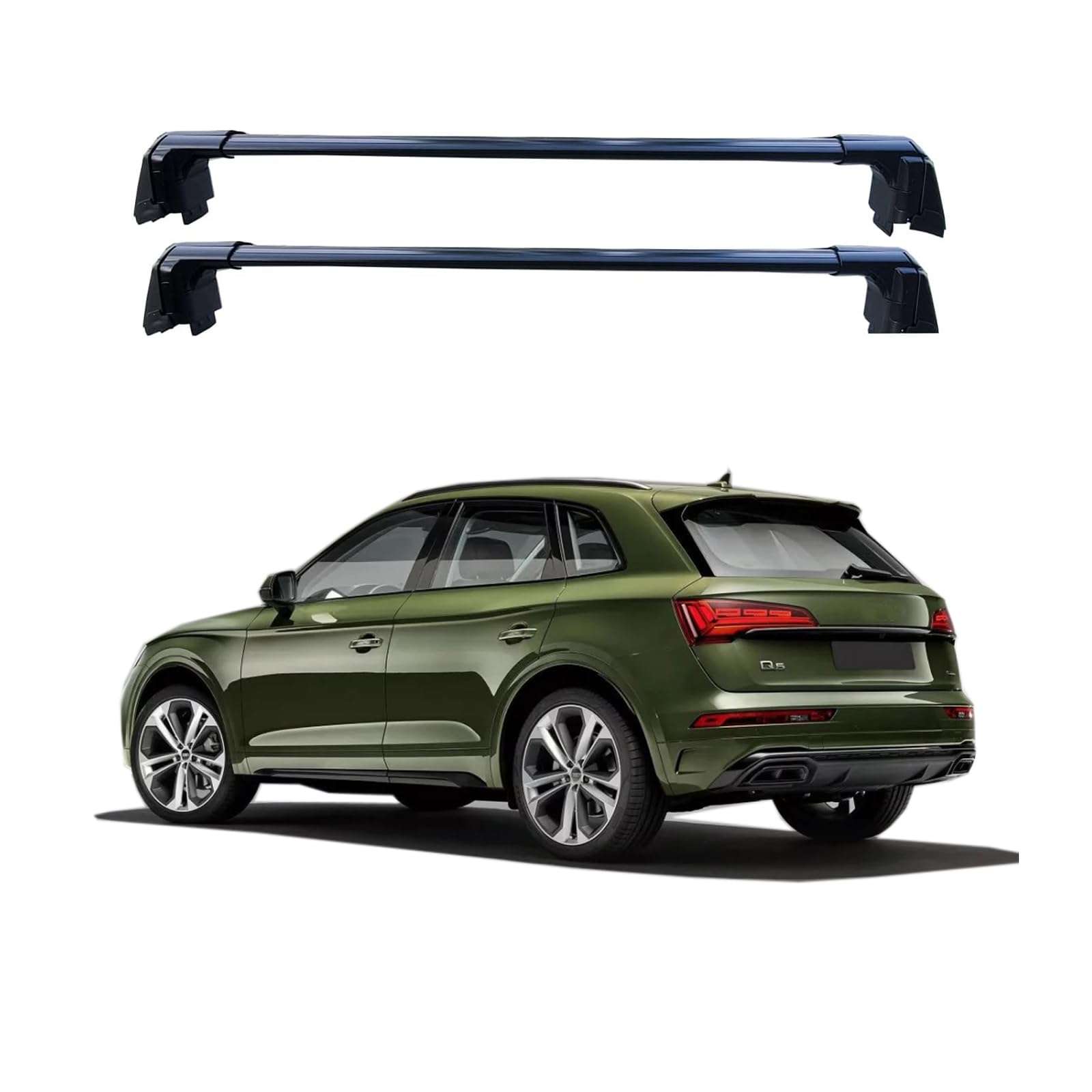 1 ROKIOTOEX Coyote Crossbars for 2018-2024 Audi Q5 / SQ5 Flush Rails -Black Aluminum Bars