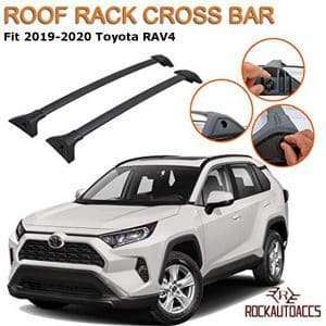 OEM-style crossbars 4 ROKIOTOEX Crossbars | 2019-2025 Toyota RAV4 Hybrid (Not Trail) | Flush Roof Rail | Black