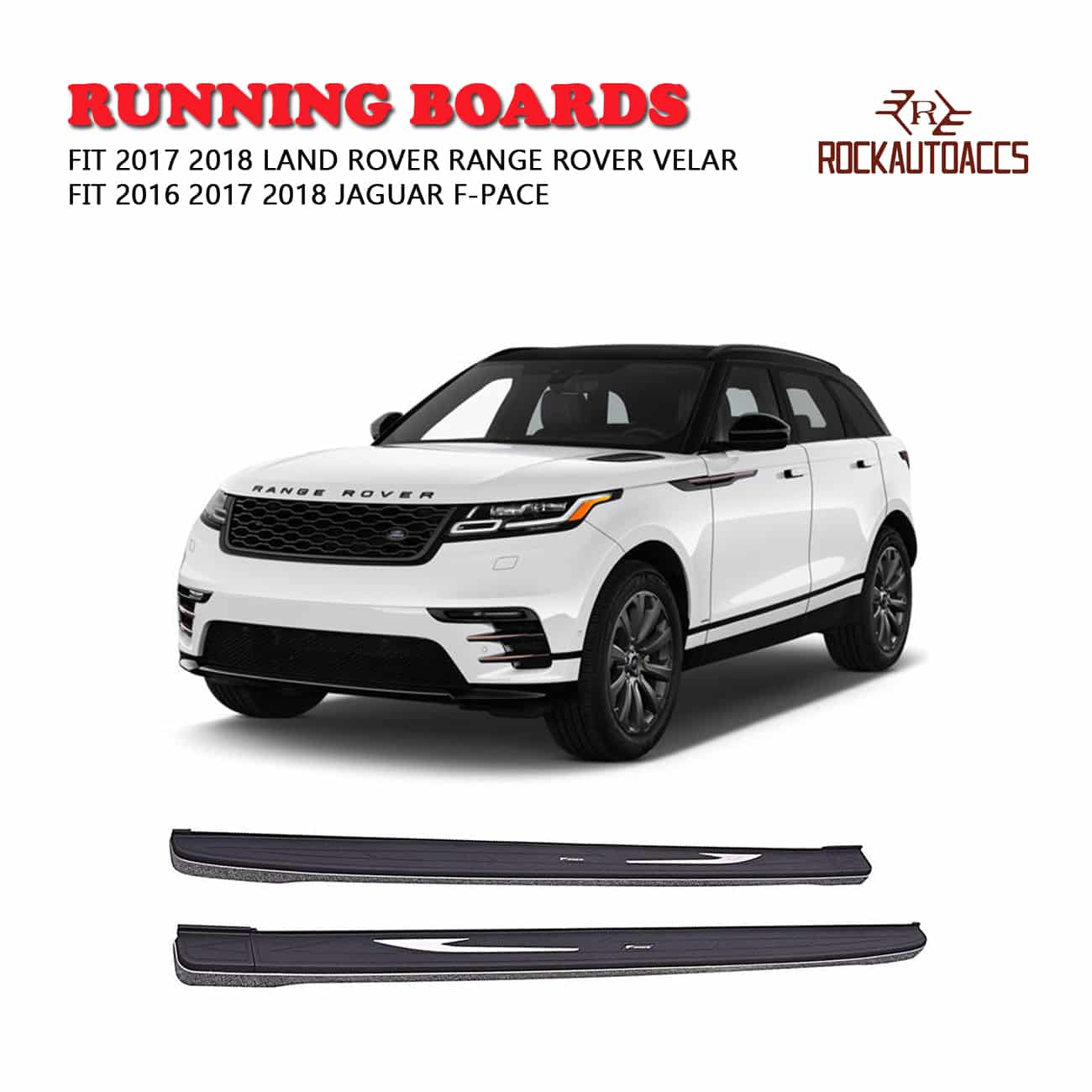 B07CX7FWD8.jpg ROKIOTOEX Running Boards Fit 2017 2018 Land Rover Range Rover Velar 2016 2017 2018 Jaguar F-Pace Premium Aluminum