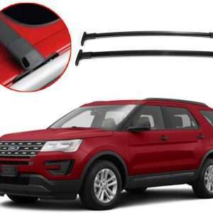 ROKIOTOEX Stainless Steel Roof Rack Crossbars Fits 2016 - 2019 Ford Explorer Flush Side Rails Cross bar Black