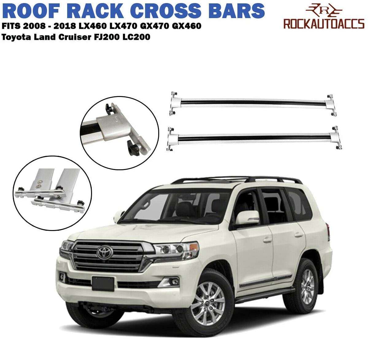 RKOTX-SCB024.jpg ROKIOTOEX Roof Rack Crossbars Toyota land Cruiser FJ200 LC200 2008-2018 Baggage Luggage Carrier Roof Rail Cross Bars