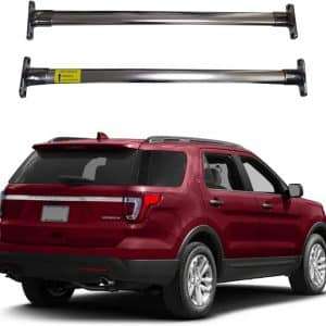 ROKIOTOEX Stainless Steel Roof Rail Crossbars Fit 2016-2019 Ford Explorer Flush Side Rails (Silver)