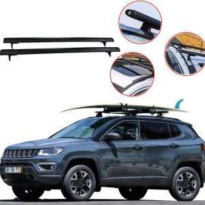 ROKIOTOEX Roof Rack Crossbars Roof Rail Cross Bars Fit 2017 to 2023 Jeep Compass Rooftop Side Rails Cargo Bag Kayak Luggage Carriers Aluminum Black
