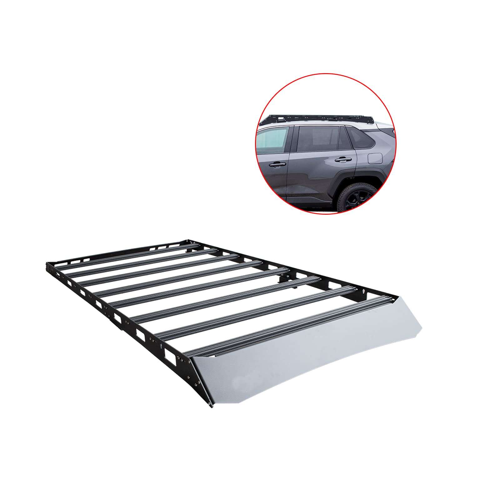 RA-LRPR-RV4B_1 ROKIOTOEX Luggage Racks | 2019 - 2025 Toyota RAV4 | Mounted Factory Flush Side Rails | Black