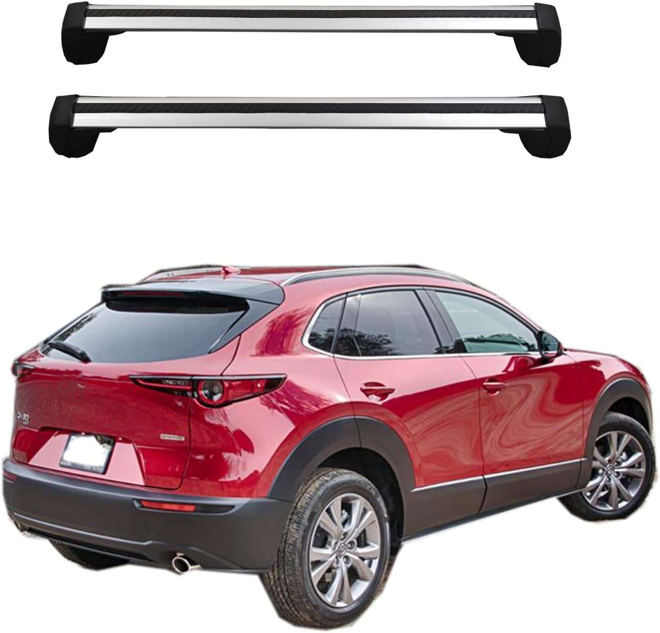 RA-YHCB-CX30_1 ROKIOTOEX Roof Rack Crossbars Fits Mazda CX-30 CX30 2020 - 2023 Flush Roof Rails