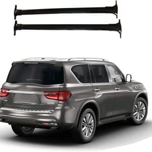 ROKIOTOEX Roof Rack Crossbars fits Infiniti QX56 QX80 2010 - 2022 with Factory Roof Rails Cross Bars Cargo Box Ski Snowboard Aluminum Carrier Rack Black