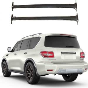 ROKIOTOEX Roof Rack Crossbars fit for Armada 2017 - 2023 Raised Side Rails, Cross Bars for Rooftop Cargo Box Luggage, Ski Board, Bike Carrier – Black