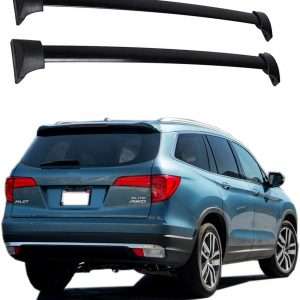 Black ROKIOTOEX crossbars for 2016-2022 Honda Pilot with factory roof side rails
