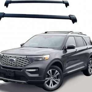 ROKIOTOEX Roof Rack Crossbars Fit Ford Explorer 2020 2021 2022 Raised Side Rail Cross Bars Cargo Luggage Carrier Aluminum Black
