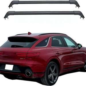 Crossbar Fits 2022-2026 Genesis GV70 Sport Factory Flush Roof Rails Cross Bars Aluminum Lockable Accessory 1 Pair Black