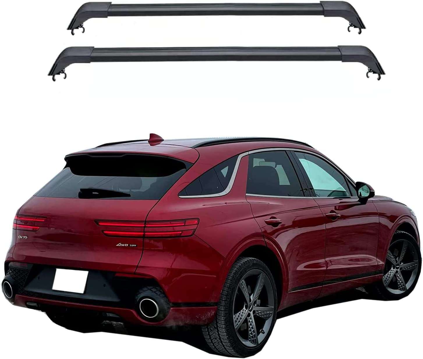 RA-DB1B-9995_1 Crossbar Fits 2022-2026 Genesis GV70 Sport Factory Flush Roof Rails Cross Bars Aluminum Lockable Accessory 1 Pair Black