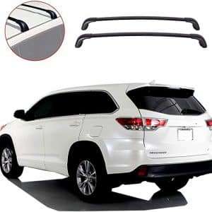 2014 -2019 Highlander L & LE Trims| Low Profile Flush Side Rails Cross Bars Aluminum Black (Models Without Side Rails)