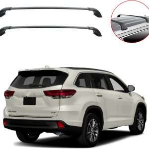 2014-2019 Toyota Highlander XLE & SE & Limited & Premium | Flush Side Rails Cross Bars Aluminum – Black