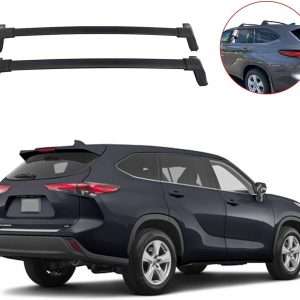 2020 - 2026 Toyota Highlander L & LE Trims| Low Profile J-Bolt mounting Crossbars Aluminum (Models Without Side Rails) Black