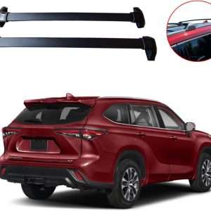 2020 - 2026 Toyota Highlander XLE & SE & Limited & Premium | Flush Side Rails Cross Bars Aluminum Black (Model with Side Rail)