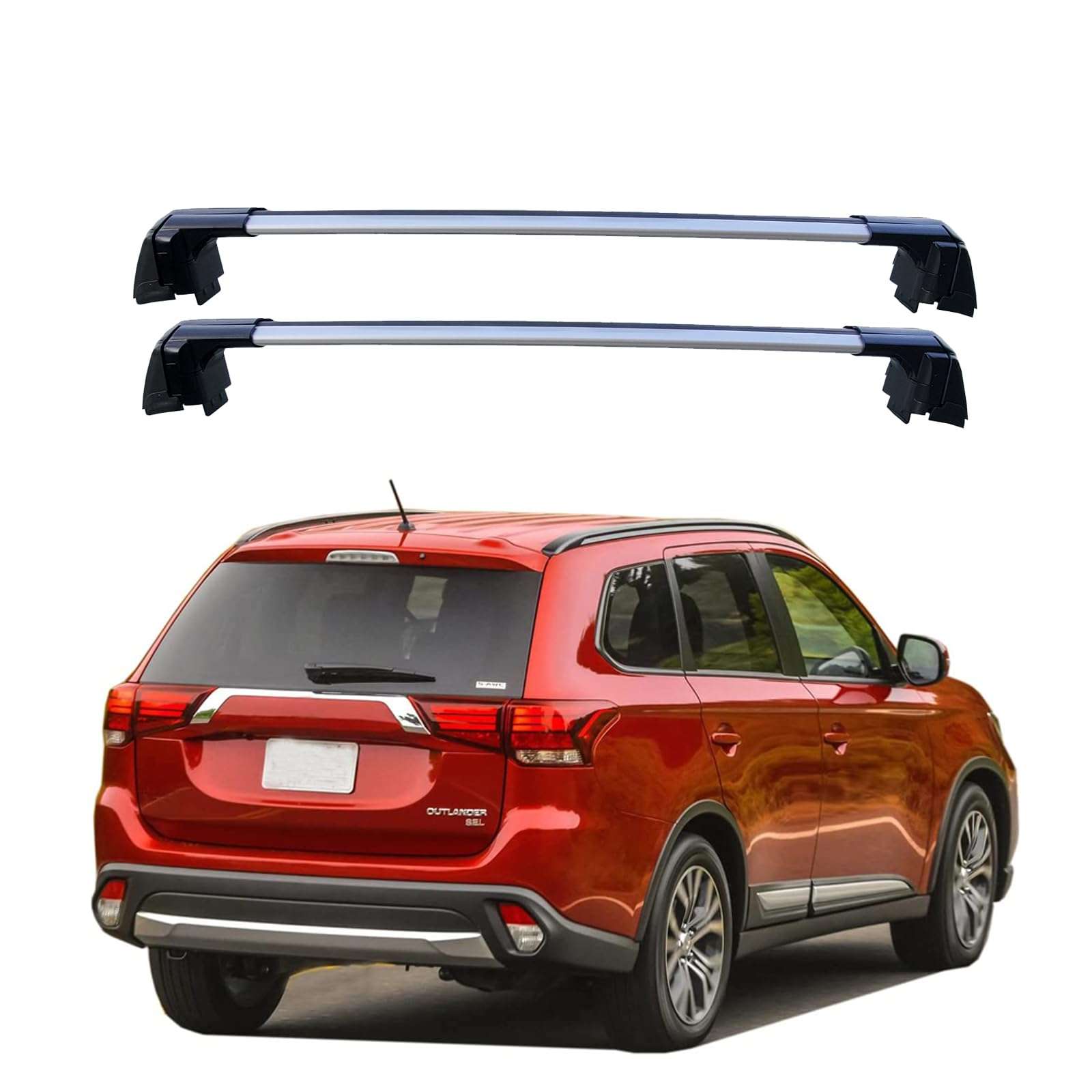 1 ROKIOTOEX Coyote Crossbars | 2014 – 2021 Mitsubishi Outlander | Flush Side Rail | Silver