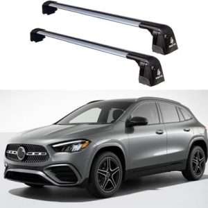 ROKIOTOEX Coyote Roof Rack Cross Bars for 2020-2026 Mercedes GLA Flush Rail | Pano Sunroof Fit, 220lb Capacity, No-Rattle T-Slot, Whisper-Quiet, Lockable Anti-Theft, Easy Install, Aluminum - Silver Bars
