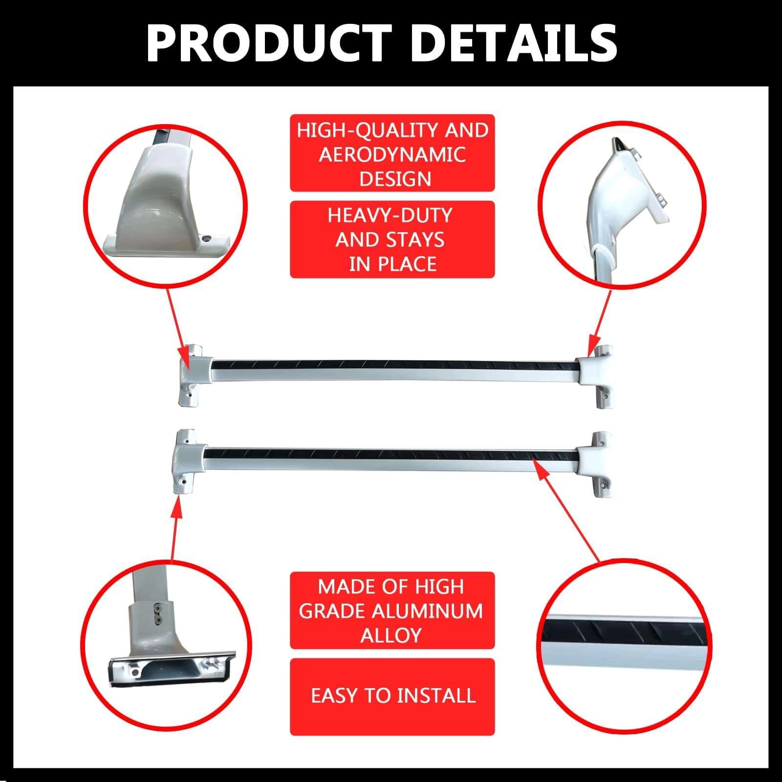 ROKIOTOEX Roof Rack Crossbars Toyota land Cruiser FJ200 LC200 2008-2018 Baggage Luggage Carrier Roof Rail Cross Bars - PT01