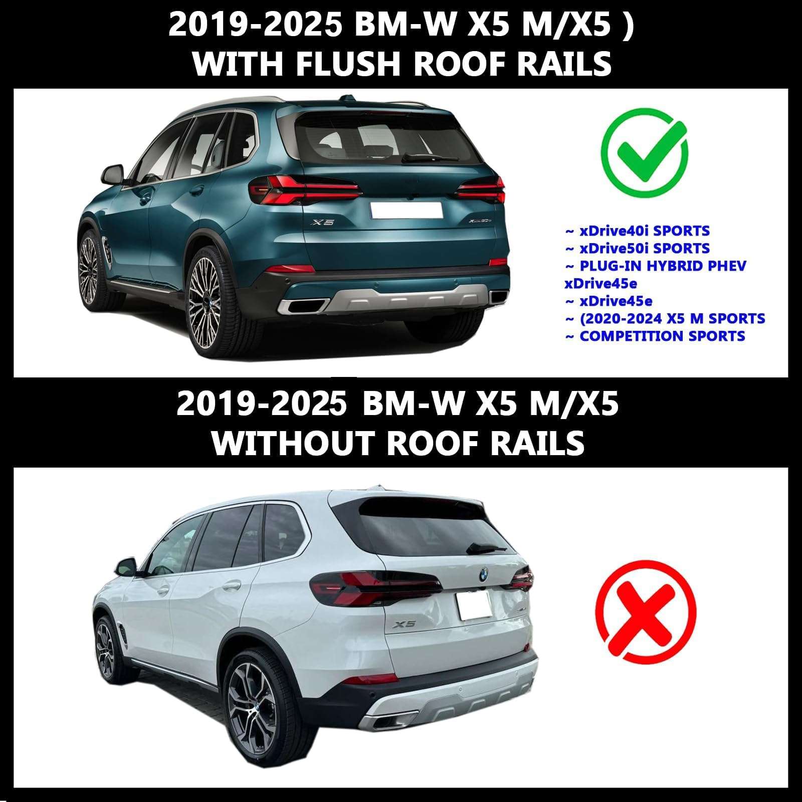 ROKIOTOEX Coyote Roof Rack Crossbars Fit for 2019-2025 BMW X5 M, X5 PHEV Flush Side Rails, Lockable Cross Bars for Rooftop Cargo Box Luggage, Ski Board, Bike Carrier – Black BX19 - image 2 ROKIOTOEX Coyote Roof Rack Crossbars Fit for 2019-2025 BMW X5 M, X5 PHEV Flush Side Rails, Lockable Cross Bars for Rooftop Cargo Box Luggage, Ski Board, Bike Carrier – Black BX19