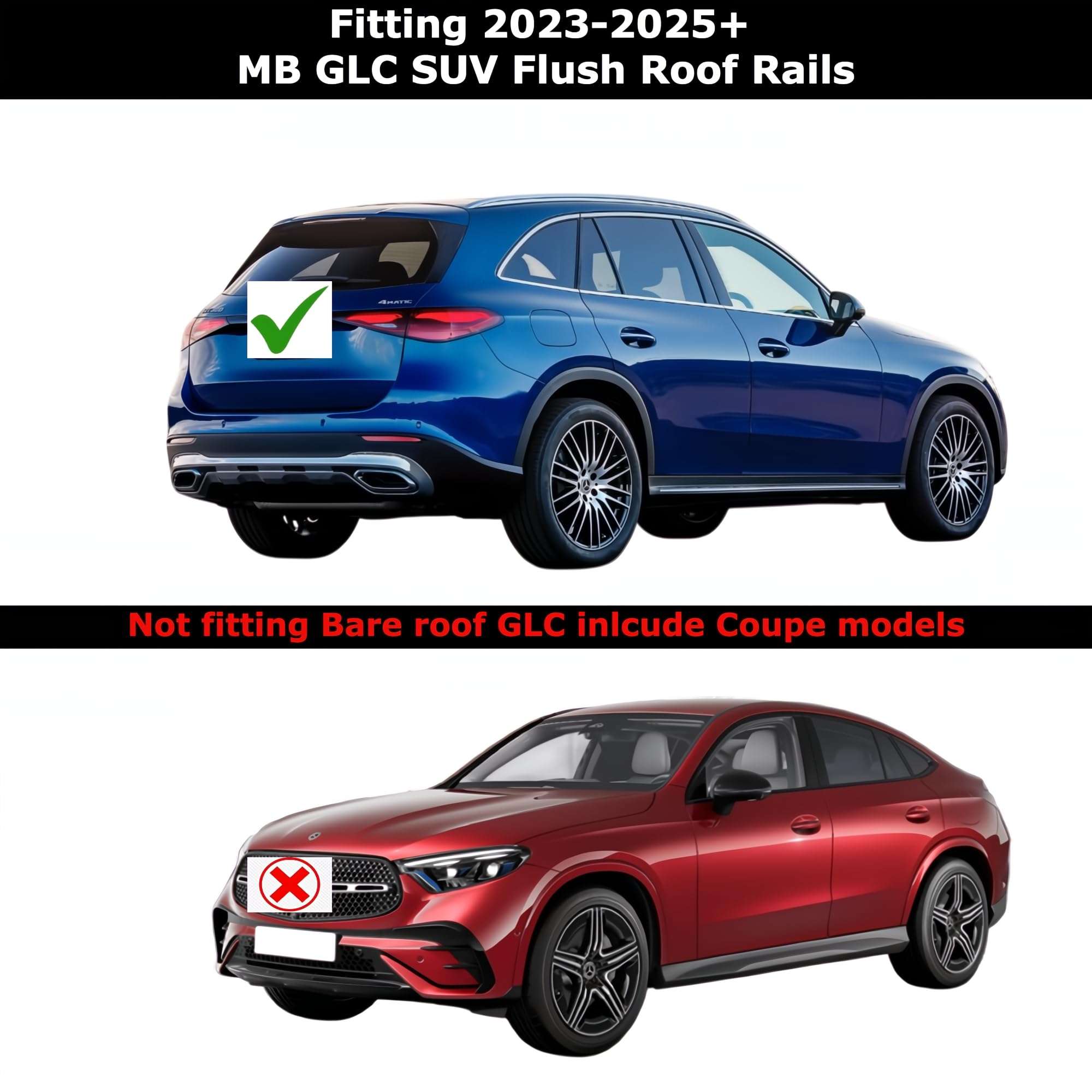 ROKIOTOEX Coyote Crossbars | 2023 - 2025 Mercedes-Benz GLC| Flush Side Rail | Silver - PT01