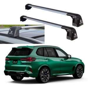ROKIOTOEX Coyote Roof Rack Crossbars Fit for 2019-2024 BMW X5 M, X5 PHEV Flush Side Rails, Lockable Cross Bars for Rooftop Cargo Box Luggage, Ski Board, Bike Carrier – Silver BX19