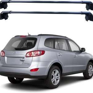 Black ROKIOTOEX Cougar crossbars for 2007-2012 Hyundai Santa Fe flush rails with inside slot