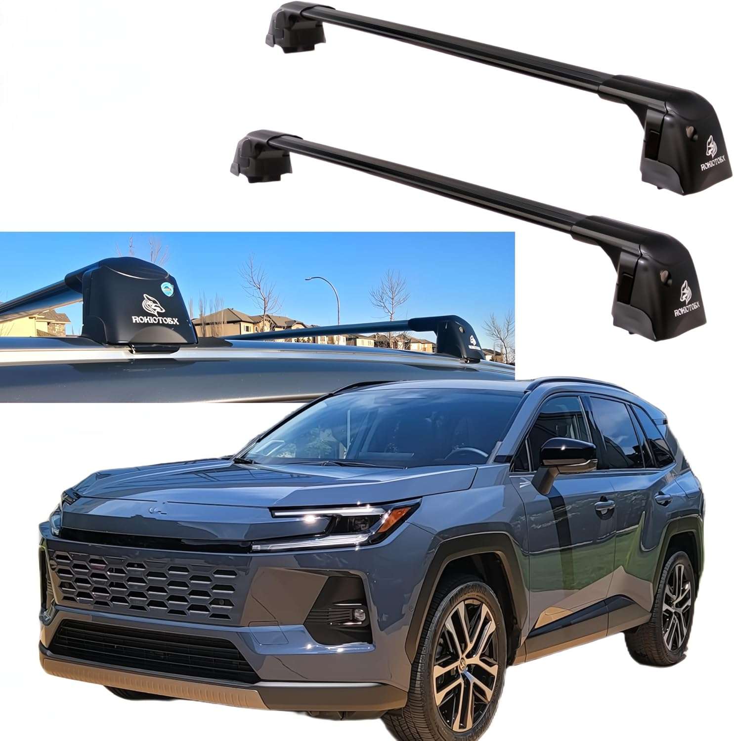 Home 2 8 Black crossbars for the new Toyota RAV4 with flush side rails