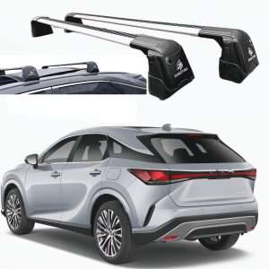Silver ROKIOTOEX Cheetah+ HD Premium+ crossbars installed on 2023-2026 Lexus RX