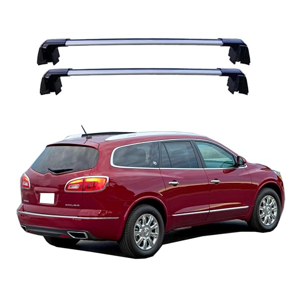 ROKIOTOEX-Cougar-Roof-Rack-Cross-Bars-for-2008-2017-Buick-Enclave-Slotted-B0DK7RRB2M ROKIOTOEX Cougar Crossbars for 2008-2017 Buick Enclave Flush Rails -Silver Aluminum Bars
