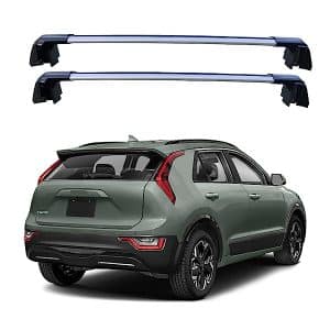ROKIOTOEX Coyote Roof Rack Crossbars Fit for 2023-2025 Kia NIRO, EV, Hybrid, PHEV Flush Side Rails, Lockable Cross Bars for Rooftop Cargo Box Luggage, Ski Board, Bike Carrier – Silver HT22