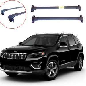 ROKIOTOEX Roof Rack Crossbars Fits Jeep Cherokee 2014 – 2023 Low Profile Side Rails Cross Bars Cargo Ski Kayak Luggage Carrier Aluminum - Black