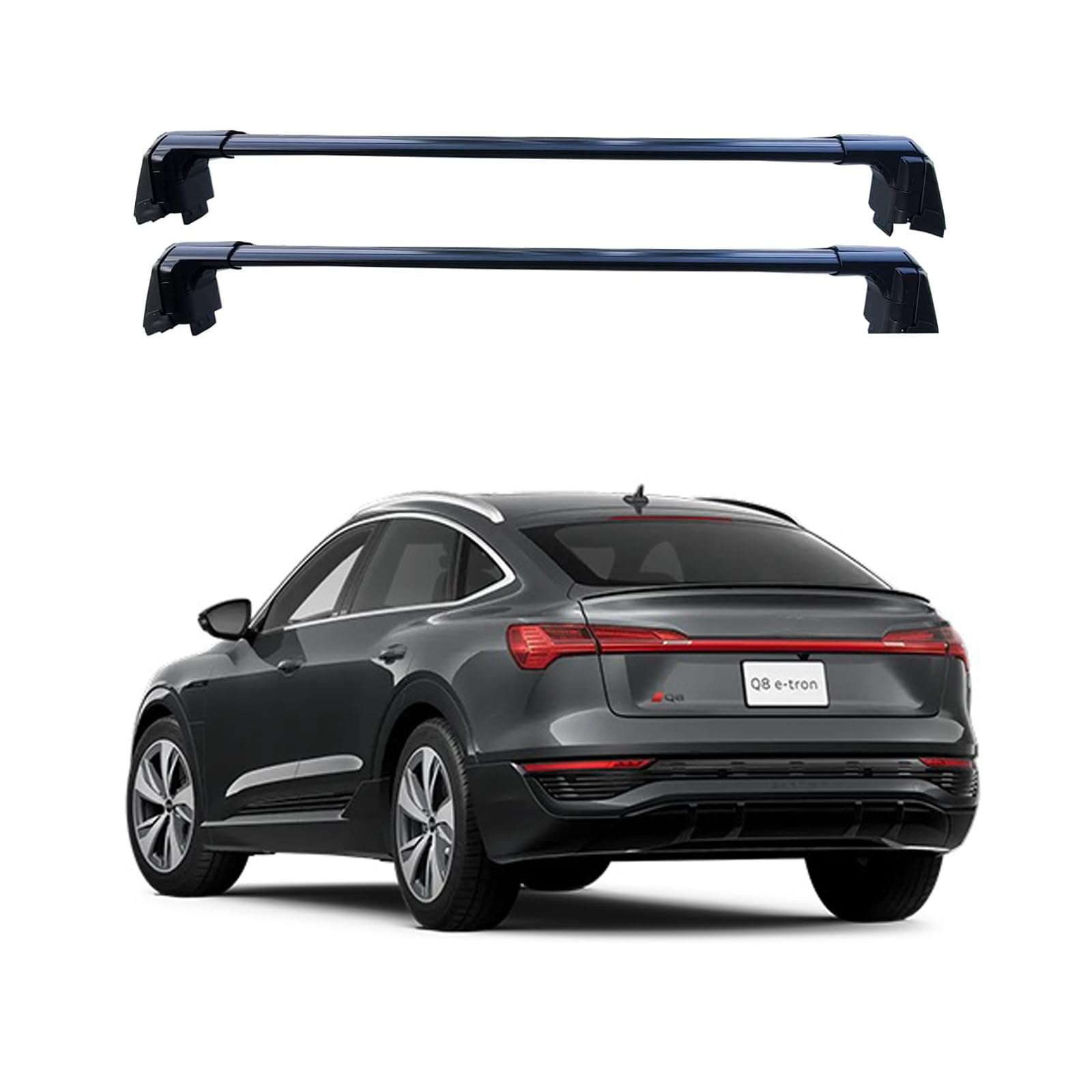 m ROKIOTOEX Coyote Crossbars for 2020-2024 Audi e-tron Sportback / Q8 e-tron Sportback Flush Rails -Black Aluminum Bars