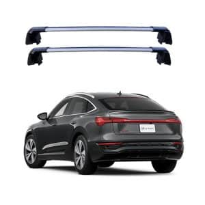 ROKIOTOEX Coyote Crossbars for 2020-2024 Audi e-tron Sportback / Q8 e-tron Sportback Flush Rails -Silver Aluminum Bars